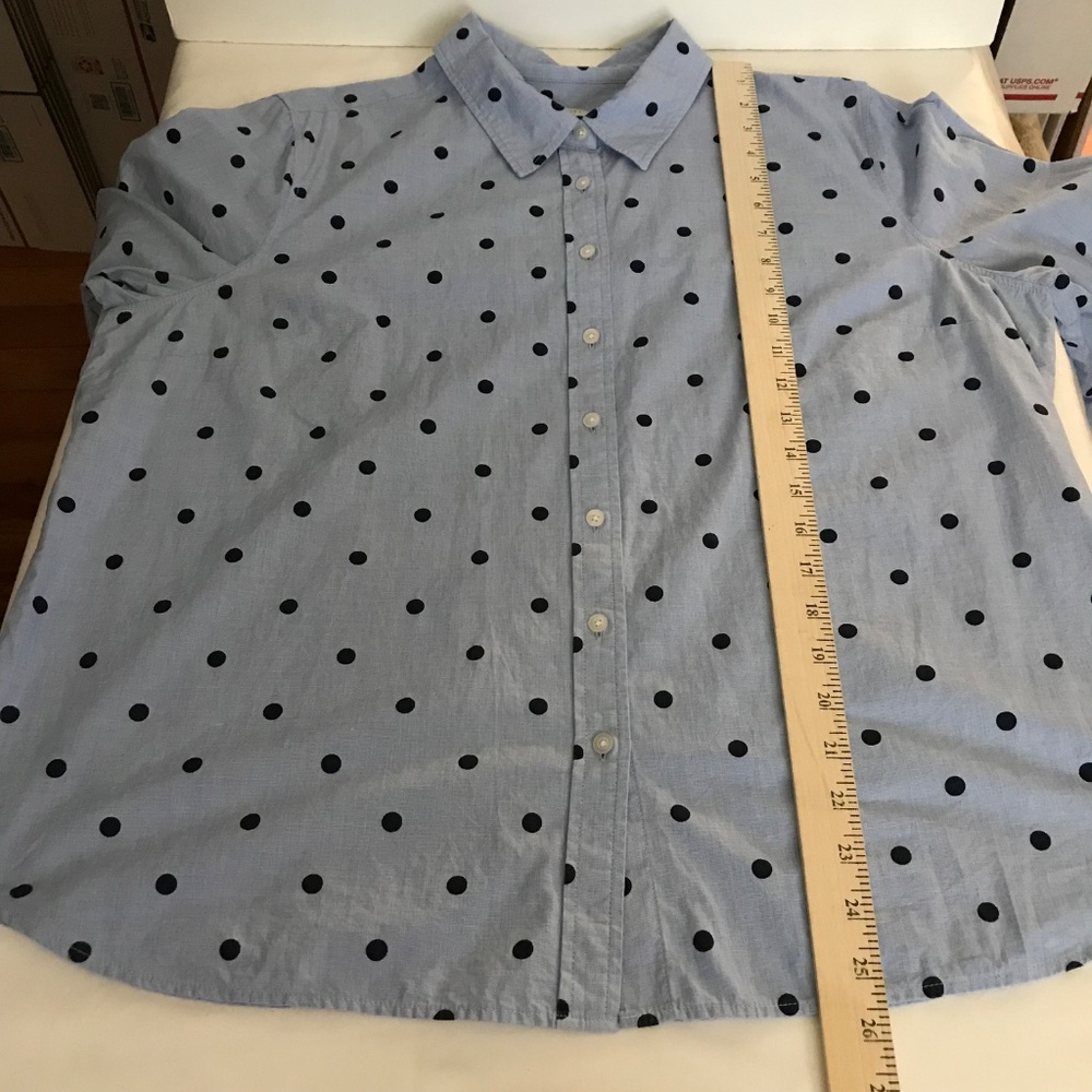Talbots Blue Polka Dot Blouse - Picture 14 of 16